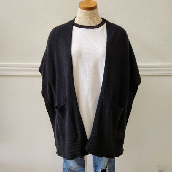 Halogen black Cardigan 100% Cashmere One Size - Picture 3 of 11